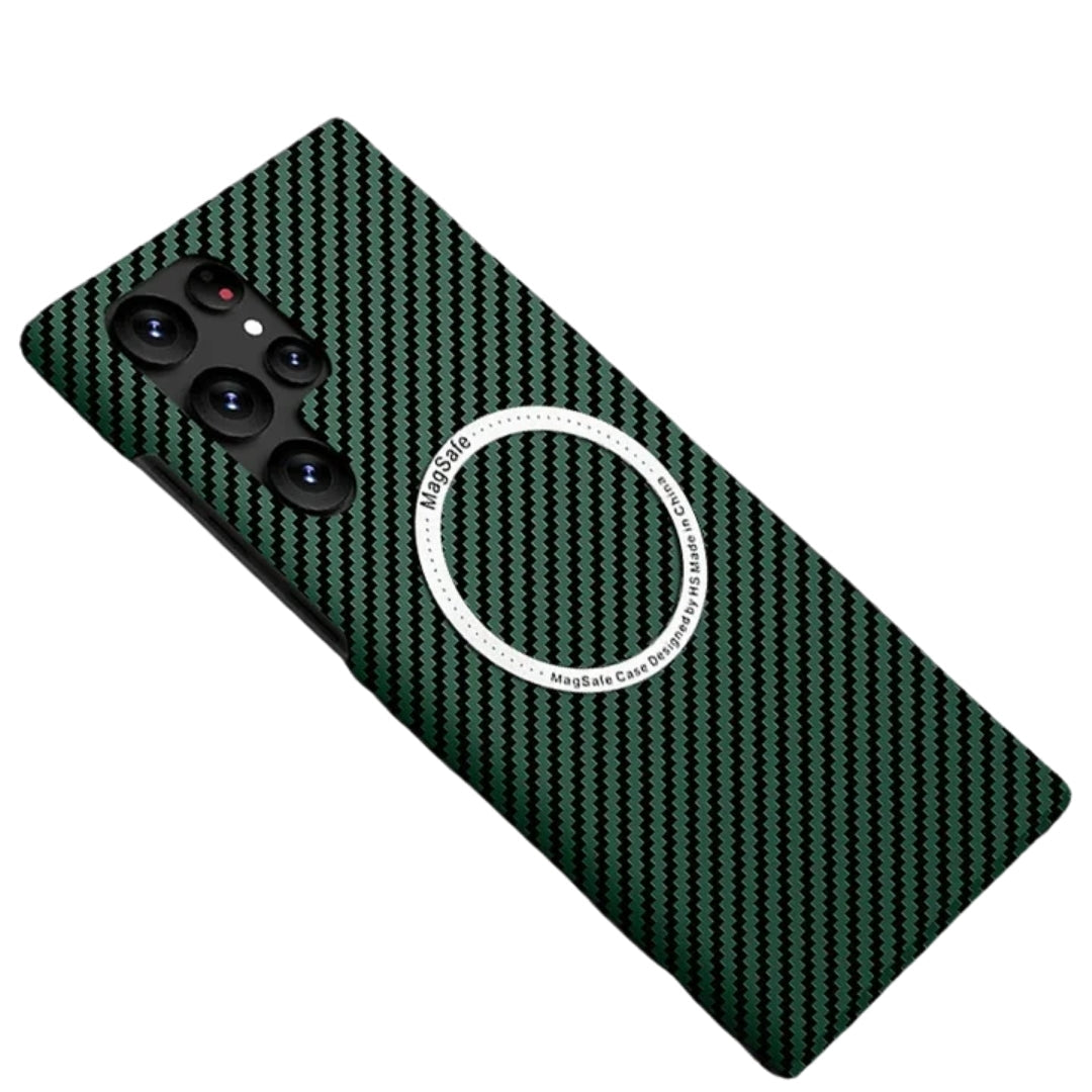 Carbon Fiber Textured Magnetic Phone Case Suitable For SamSung Galaxy S24 S23 S22 S21 Ultra Shock And Wear Protection Rear Cover