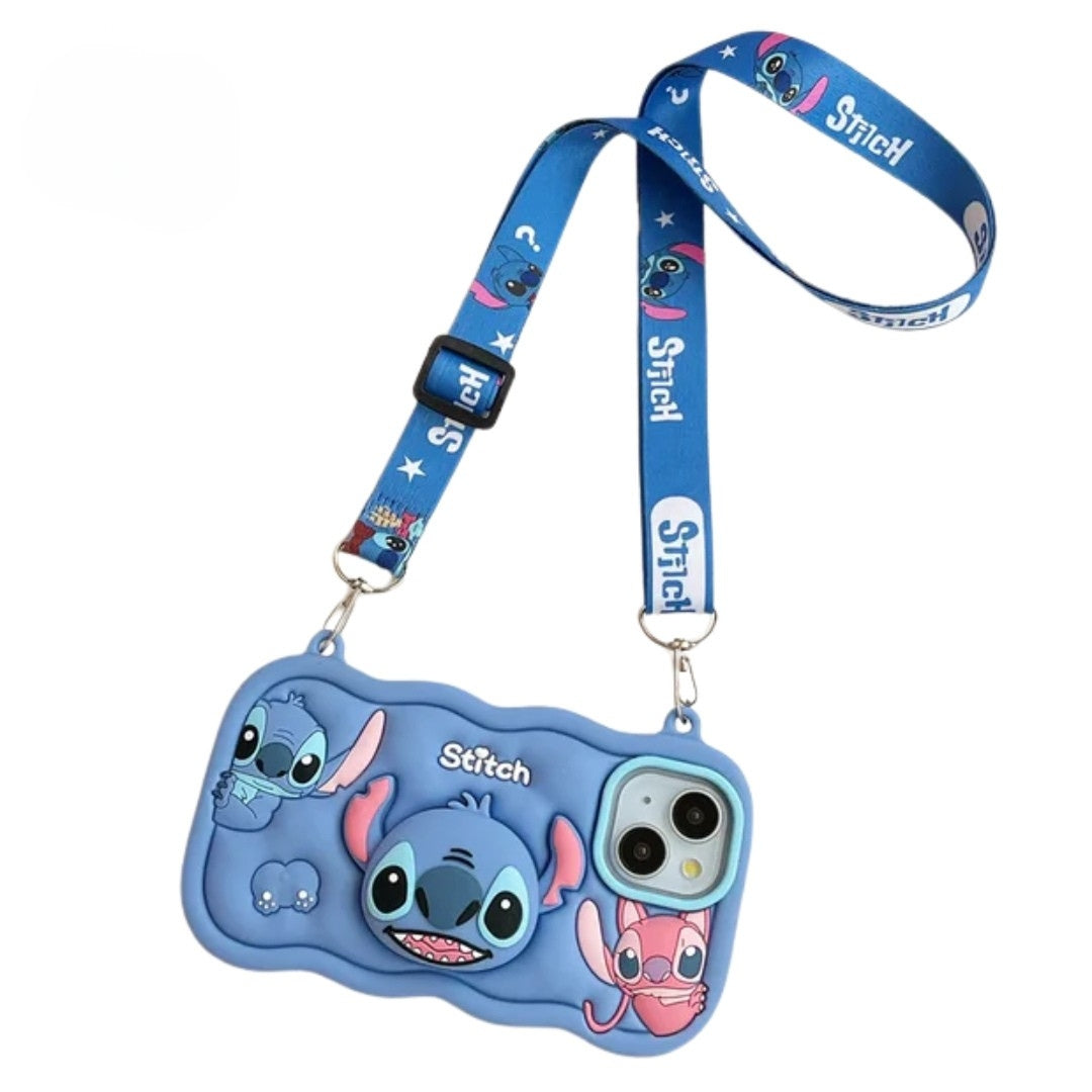 Cartoon Cute Head Holder Phone Case For iphone 16 15 14 Plus 13 12 Pro Max 11 With Lanyard Soft Silicone Cover