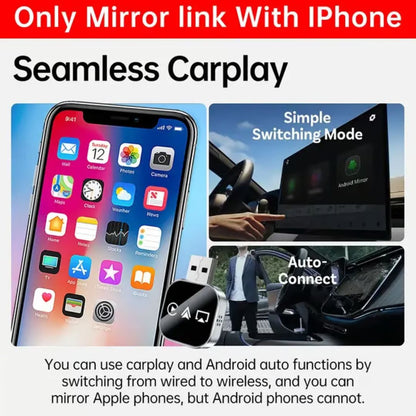 2026 Upgrade 3 in 1 Wireless Carplay Mirror Link Adapter for iPhone/Apple/Android Phone, wired to wireless Carplay adapter
