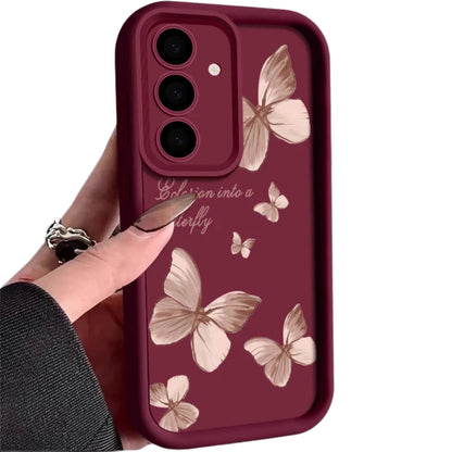 Gold Butterfly Soft TPU Case For Samsung Galaxy A55 A54 A15 A56 A16 A35 A53 A25 5G S25 S24 S23 S22 Ultra Plus S23 FE Phone Cover