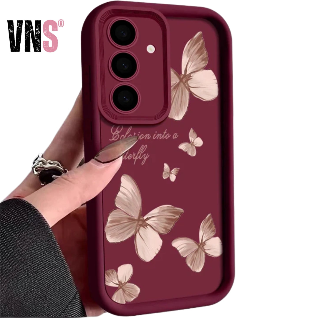 Gold Butterfly Soft TPU Case For Samsung Galaxy A55 A54 A15 A56 A16 A35 A53 A25 5G S25 S24 S23 S22 Ultra Plus S23 FE Phone Cover
