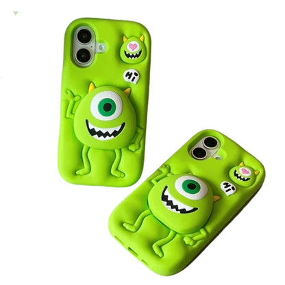 3D Cartoon Monster Holder Phone Case for Iphone16 15 14 13ProMax Shockproof Silicone Soft Cute Anti-drop High quality Back Cover