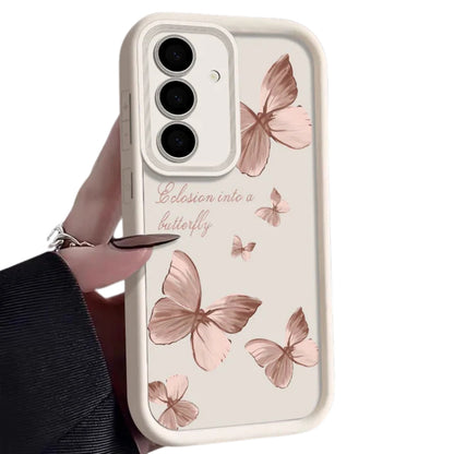 Gold Butterfly Soft TPU Case For Samsung Galaxy A55 A54 A15 A56 A16 A35 A53 A25 5G S25 S24 S23 S22 Ultra Plus S23 FE Phone Cover