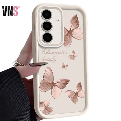 Gold Butterfly Soft TPU Case For Samsung Galaxy A55 A54 A15 A56 A16 A35 A53 A25 5G S25 S24 S23 S22 Ultra Plus S23 FE Phone Cover