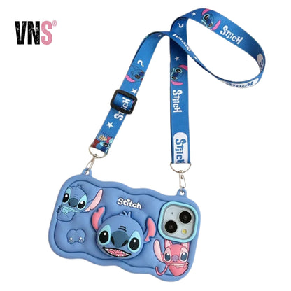Cartoon Cute Head Holder Phone Case For iphone 16 15 14 Plus 13 12 Pro Max 11 With Lanyard Soft Silicone Cover