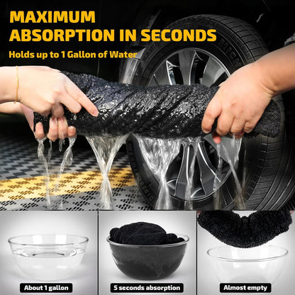 VNSPORT Car Drying Towels – Microfiber Towels for Cars (36" x 24"), Ultra-Absorbent, Streak-Free, Scratch-Free, No Water Spots, Double-Twist Pile & Edgeless Design