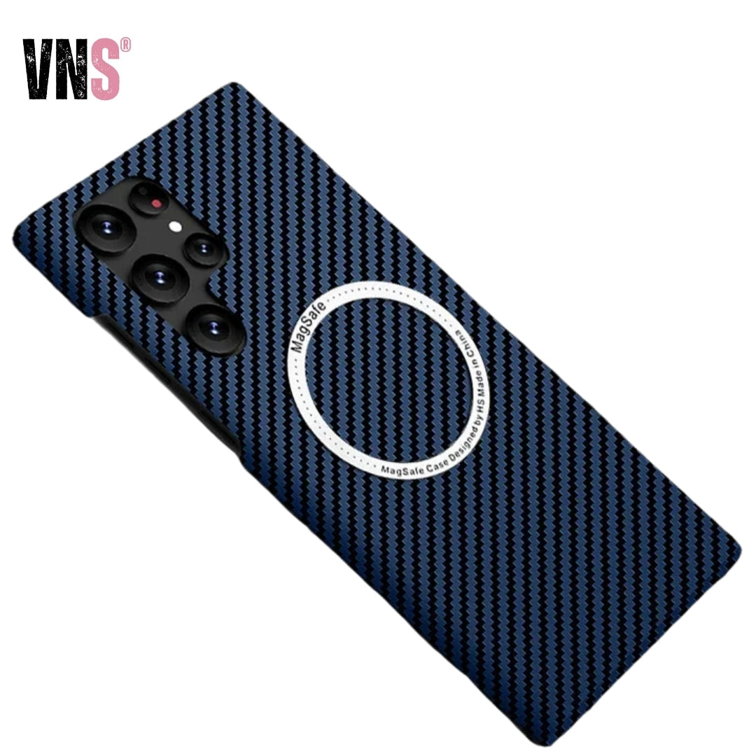 Carbon Fiber Textured Magnetic Phone Case Suitable For SamSung Galaxy S24 S23 S22 S21 Ultra Shock And Wear Protection Rear Cover