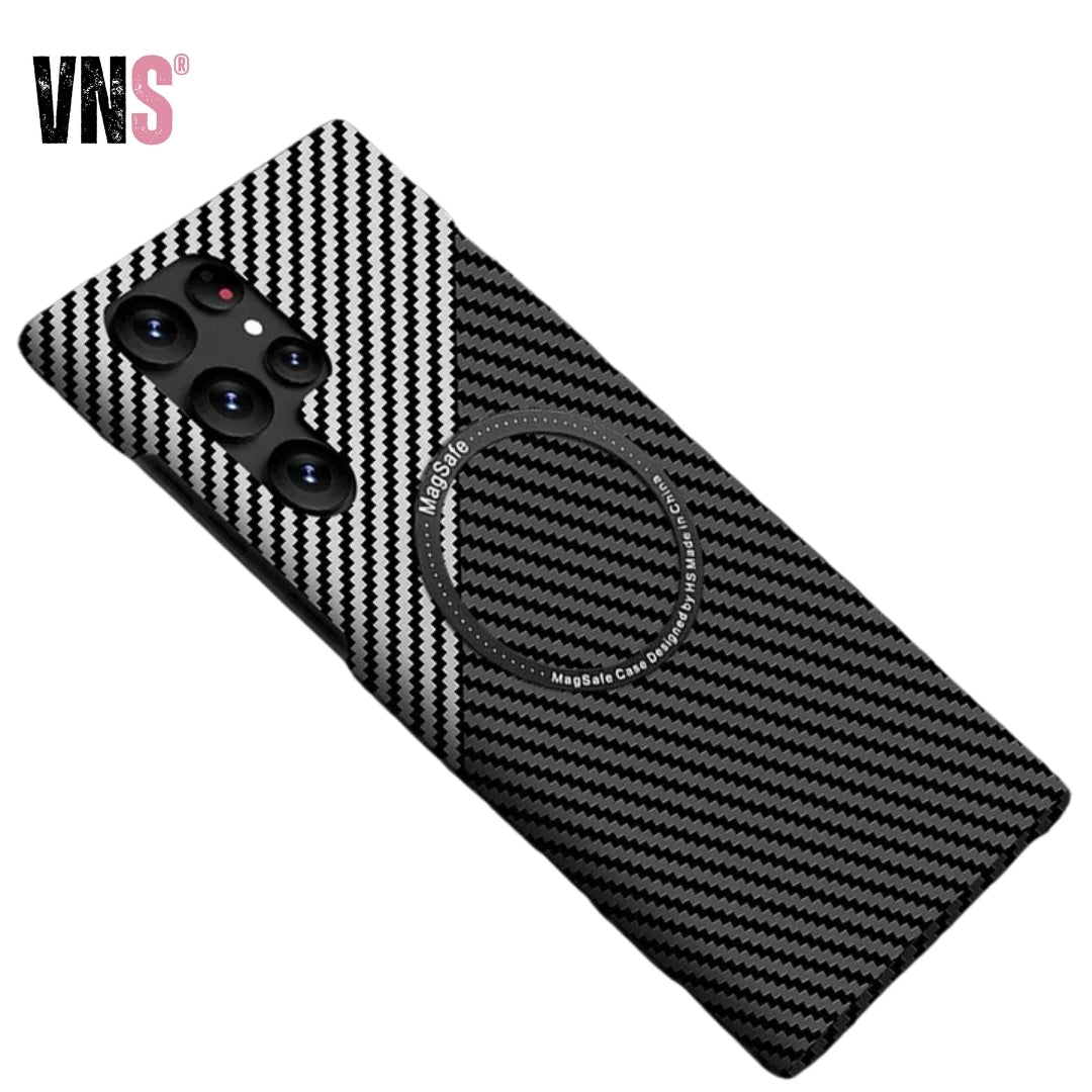 Carbon Fiber Textured Magnetic Phone Case Suitable For SamSung Galaxy S24 S23 S22 S21 Ultra Shock And Wear Protection Rear Cover