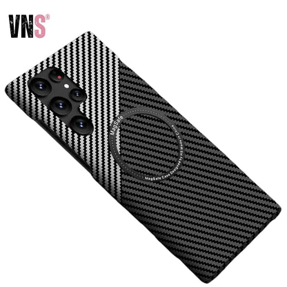 Carbon Fiber Textured Magnetic Phone Case Suitable For SamSung Galaxy S24 S23 S22 S21 Ultra Shock And Wear Protection Rear Cover