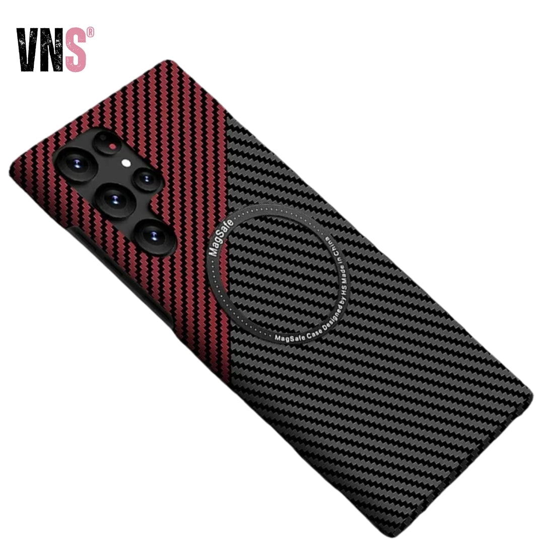 Carbon Fiber Textured Magnetic Phone Case Suitable For SamSung Galaxy S24 S23 S22 S21 Ultra Shock And Wear Protection Rear Cover