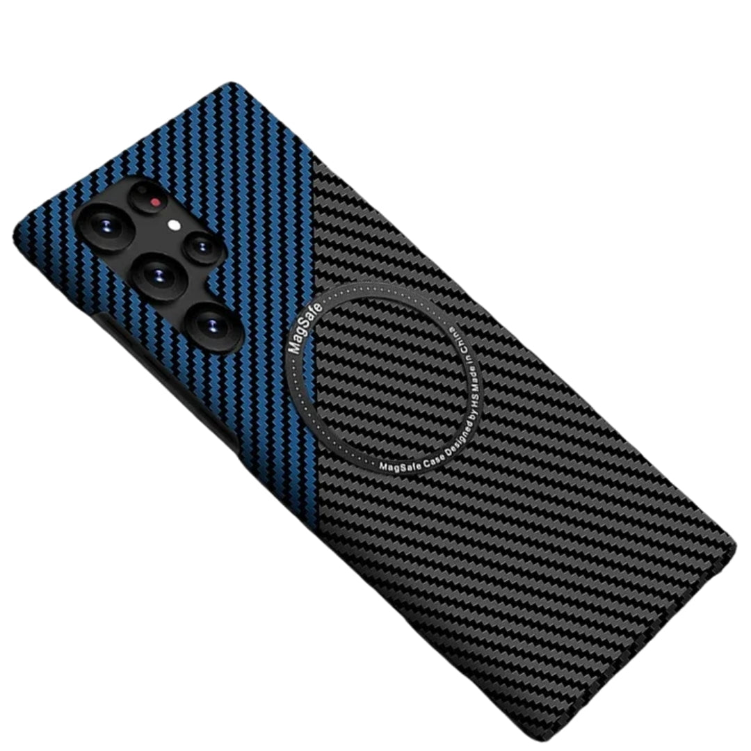 Carbon Fiber Textured Magnetic Phone Case Suitable For SamSung Galaxy S24 S23 S22 S21 Ultra Shock And Wear Protection Rear Cover