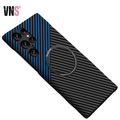 Carbon Fiber Textured Magnetic Phone Case Suitable For SamSung Galaxy S24 S23 S22 S21 Ultra Shock And Wear Protection Rear Cover