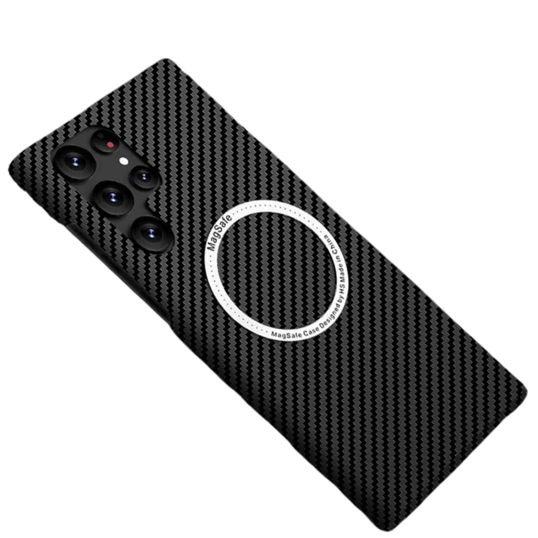 Carbon Fiber Textured Magnetic Phone Case Suitable For SamSung Galaxy S24 S23 S22 S21 Ultra Shock And Wear Protection Rear Cover