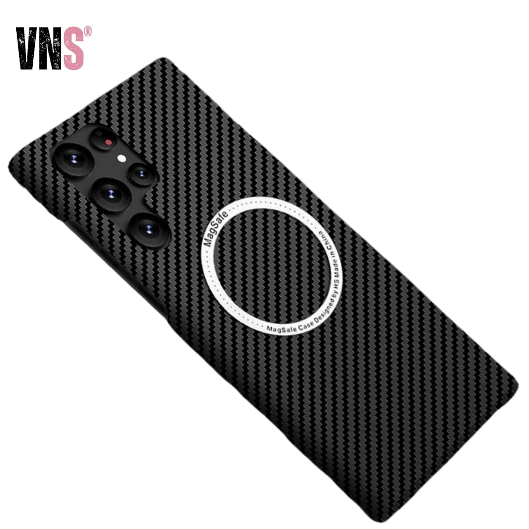 Carbon Fiber Textured Magnetic Phone Case Suitable For SamSung Galaxy S24 S23 S22 S21 Ultra Shock And Wear Protection Rear Cover