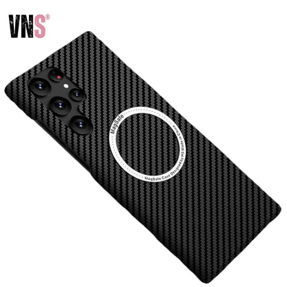 Carbon Fiber Textured Magnetic Phone Case Suitable For SamSung Galaxy S24 S23 S22 S21 Ultra Shock And Wear Protection Rear Cover