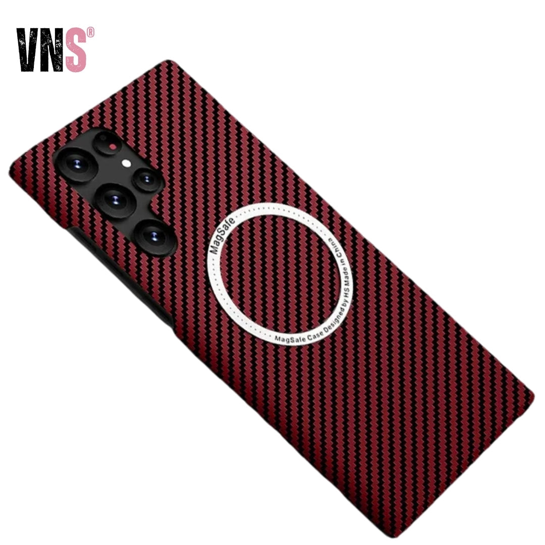 Carbon Fiber Textured Magnetic Phone Case Suitable For SamSung Galaxy S24 S23 S22 S21 Ultra Shock And Wear Protection Rear Cover