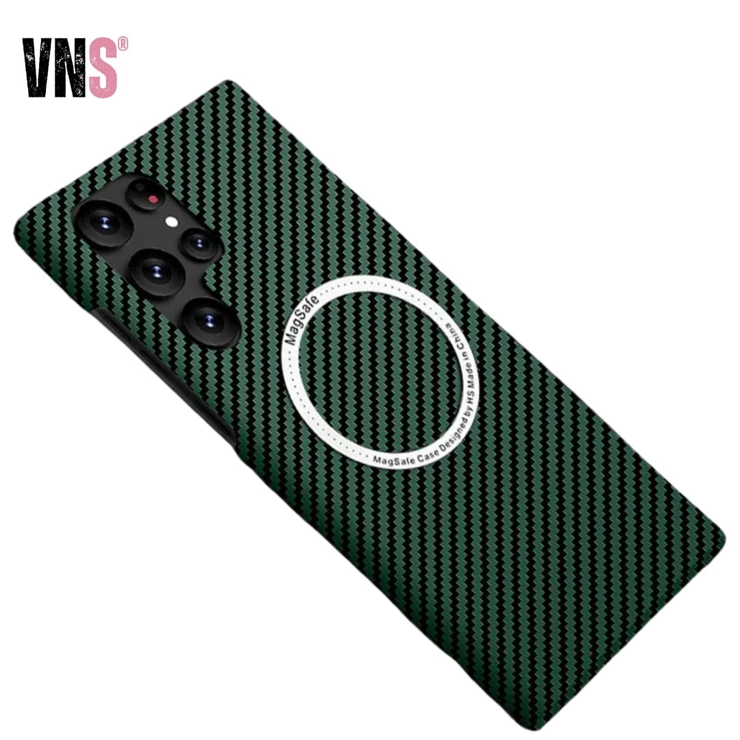 Carbon Fiber Textured Magnetic Phone Case Suitable For SamSung Galaxy S24 S23 S22 S21 Ultra Shock And Wear Protection Rear Cover