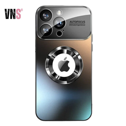 Fashionable Large Window Magnetic Phone Case,For iPhone 16 15 14 13 Pro Max, With Lens Protector,Magsafe Wireless Charging Case