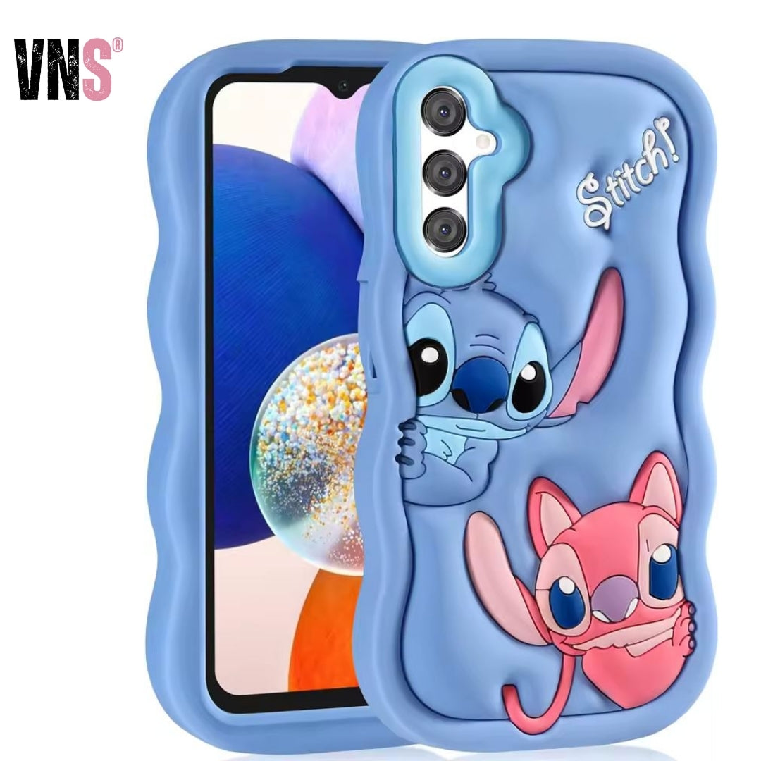 For Samsung Galaxy S24 Ultra S23 Plus S22 S21 S20 FE A53 A14 A54 A04E 3D Cartoon Silicon Wave Side Soft Phone Case