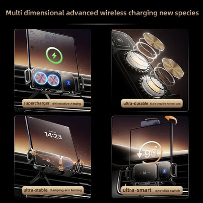 VNSPORT 360° Rotating 15W Wireless Car Fast Charger Mount