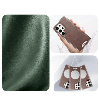 High End Leather Magnetic Phone Case, For Samsung Galaxy S25 S24 S23 Ultra S25 Plus,wireless charging, anti drop protective case
