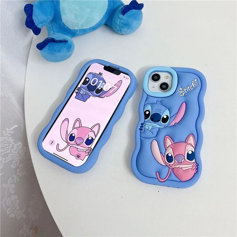 For Samsung Galaxy S24 Ultra S23 Plus S22 S21 S20 FE A53 A14 A54 A04E 3D Cartoon Silicon Wave Side Soft Phone Case