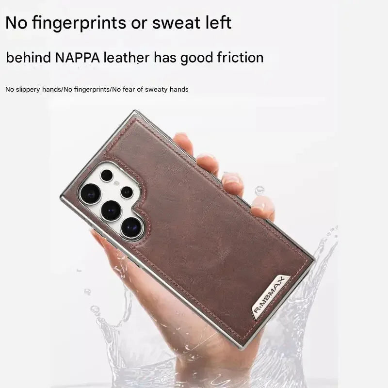 High End Leather Magnetic Phone Case, For Samsung Galaxy S25 S24 S23 Ultra S25 Plus,wireless charging, anti drop protective case