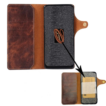 100% Real Cowhide Leather Case For Samsung Galaxy S25 Ultra S24 FE S23 S22 S21 Plus Note 9 10 20 Vintage Card Bag Wallet Cover