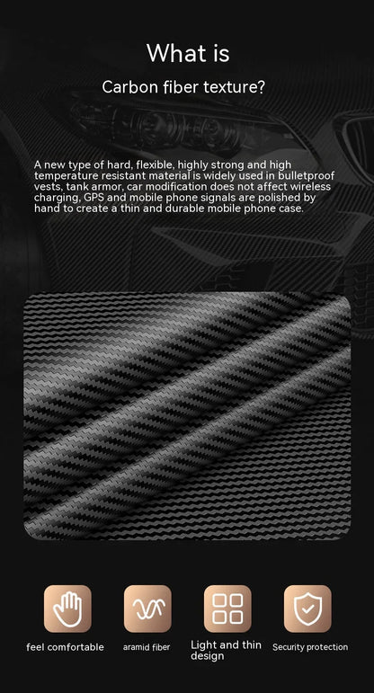 Carbon Fiber Textured Magnetic Phone Case Suitable For SamSung Galaxy S24 S23 S22 S21 Ultra Shock And Wear Protection Rear Cover