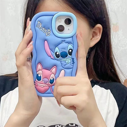 For Samsung Galaxy S24 Ultra S23 Plus S22 S21 S20 FE A53 A14 A54 A04E 3D Cartoon Silicon Wave Side Soft Phone Case