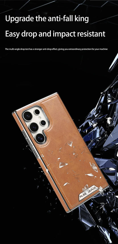 High End Leather Magnetic Phone Case, For Samsung Galaxy S25 S24 S23 Ultra S25 Plus,wireless charging, anti drop protective case