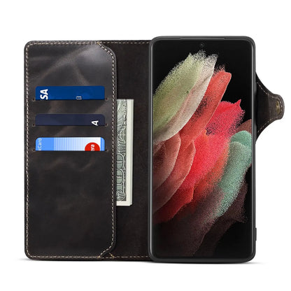 100% Real Cowhide Leather Case For Samsung Galaxy S25 Ultra S24 FE S23 S22 S21 Plus Note 9 10 20 Vintage Card Bag Wallet Cover