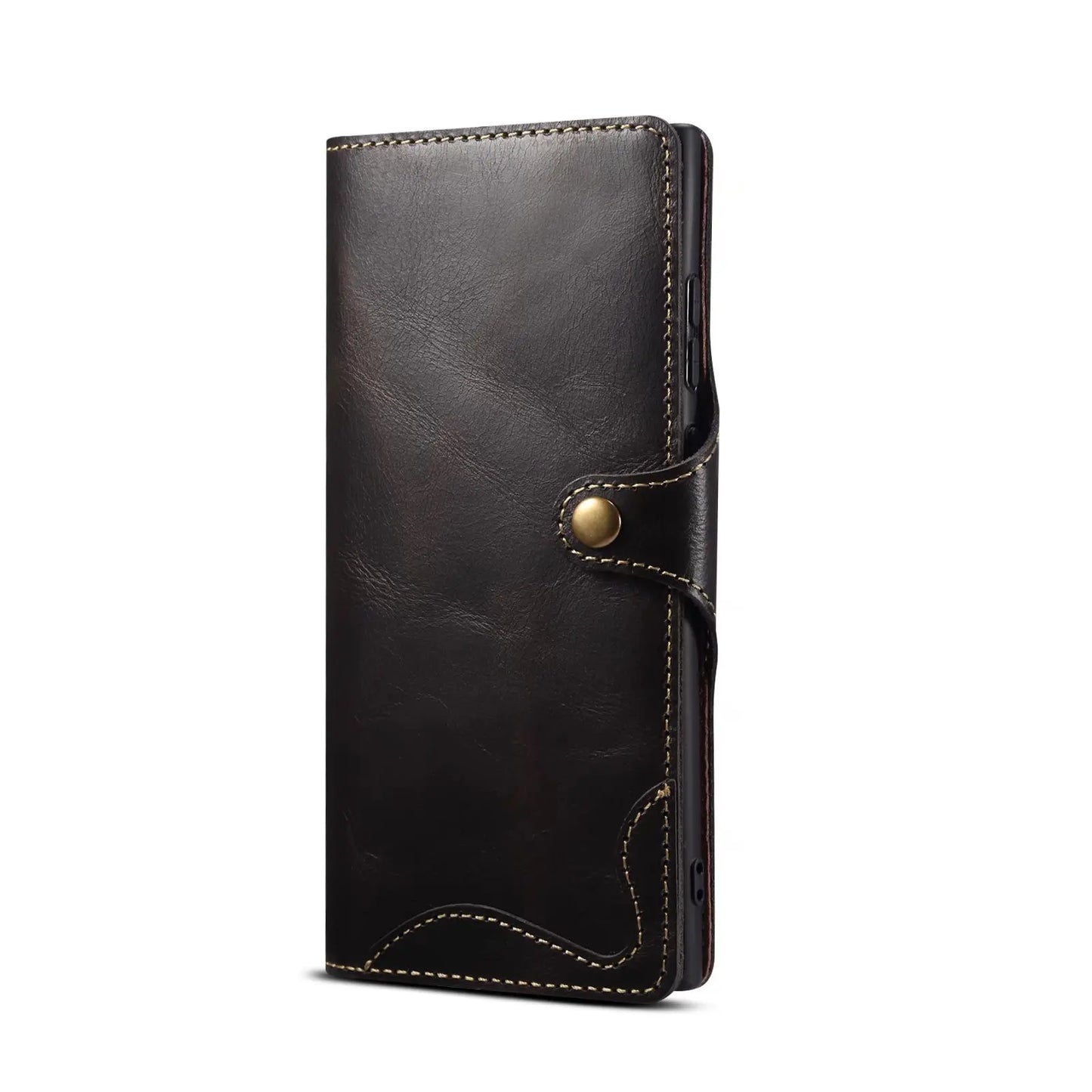 100% Real Cowhide Leather Case For Samsung Galaxy S25 Ultra S24 FE S23 S22 S21 Plus Note 9 10 20 Vintage Card Bag Wallet Cover