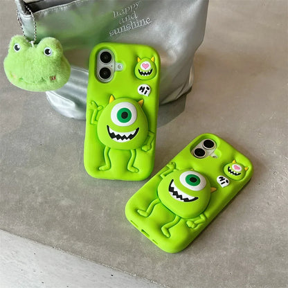 3D Cartoon Monster Holder Phone Case for Iphone16 15 14 13ProMax Shockproof Silicone Soft Cute Anti-drop High quality Back Cover