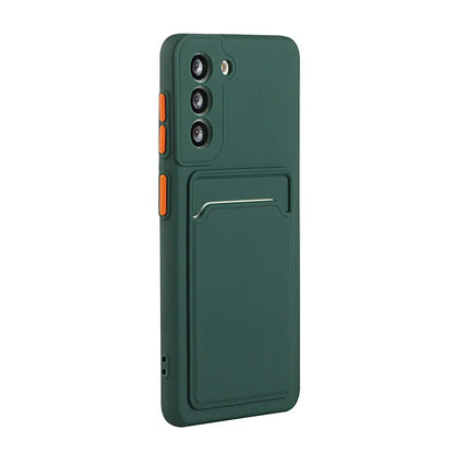 Card Slot Bag Holder Phone Case For Samsung Galaxy S24 S23 S22 S21 S20 Plus FE Note 20 Ultra Bumper Wallet Soft Shockproof Cover