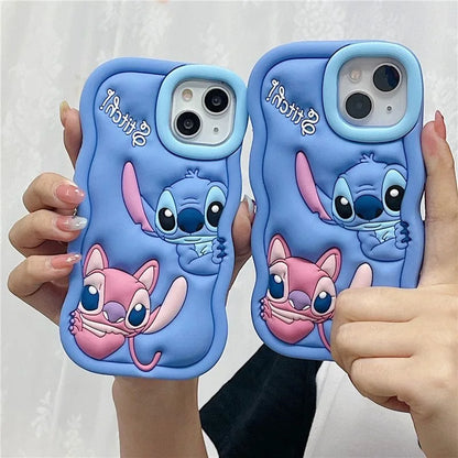 For Samsung Galaxy S24 Ultra S23 Plus S22 S21 S20 FE A53 A14 A54 A04E 3D Cartoon Silicon Wave Side Soft Phone Case