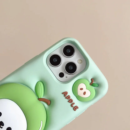 Cute  Apple  holder Stand Phone Case for IPhone16e 16 15 14 13Pro Max Plus Shockproof Silicone Soft Anti-drop luxury Back Cover
