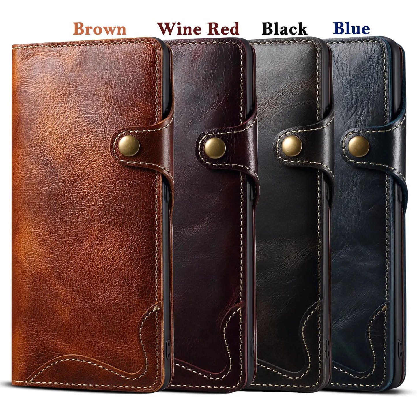 100% Real Cowhide Leather Case For Samsung Galaxy S25 Ultra S24 FE S23 S22 S21 Plus Note 9 10 20 Vintage Card Bag Wallet Cover