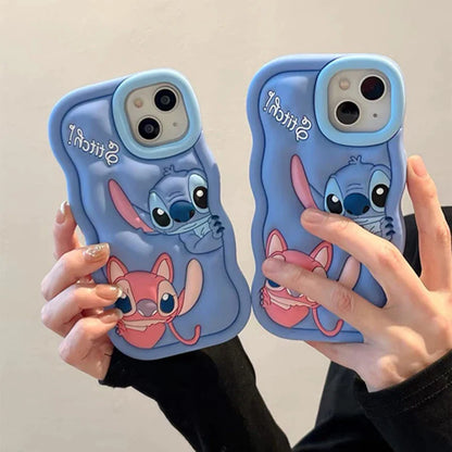 For Samsung Galaxy S24 Ultra S23 Plus S22 S21 S20 FE A53 A14 A54 A04E 3D Cartoon Silicon Wave Side Soft Phone Case
