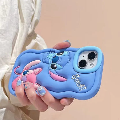 For Samsung Galaxy S24 Ultra S23 Plus S22 S21 S20 FE A53 A14 A54 A04E 3D Cartoon Silicon Wave Side Soft Phone Case