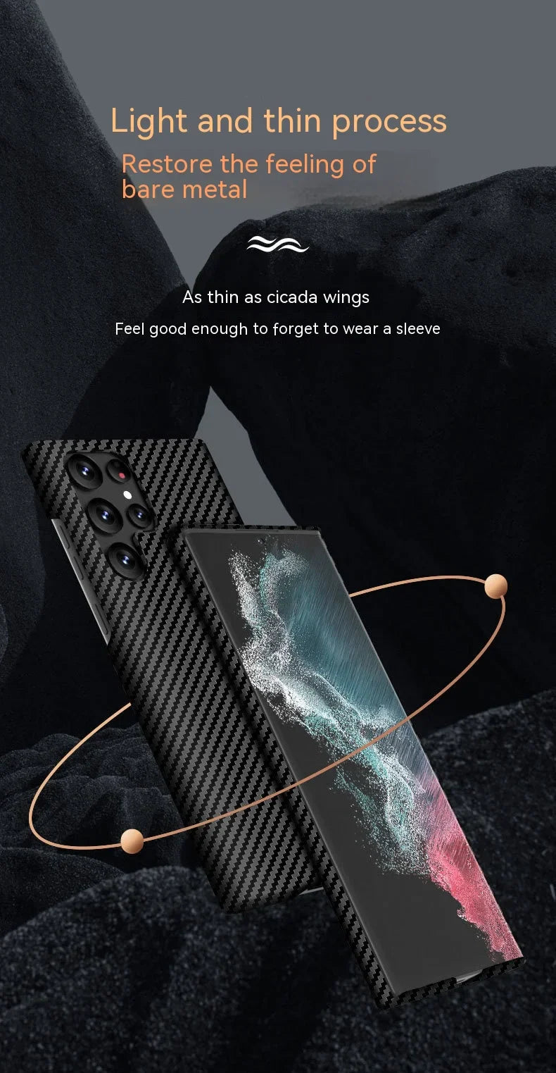 Carbon Fiber Textured Magnetic Phone Case Suitable For SamSung Galaxy S24 S23 S22 S21 Ultra Shock And Wear Protection Rear Cover