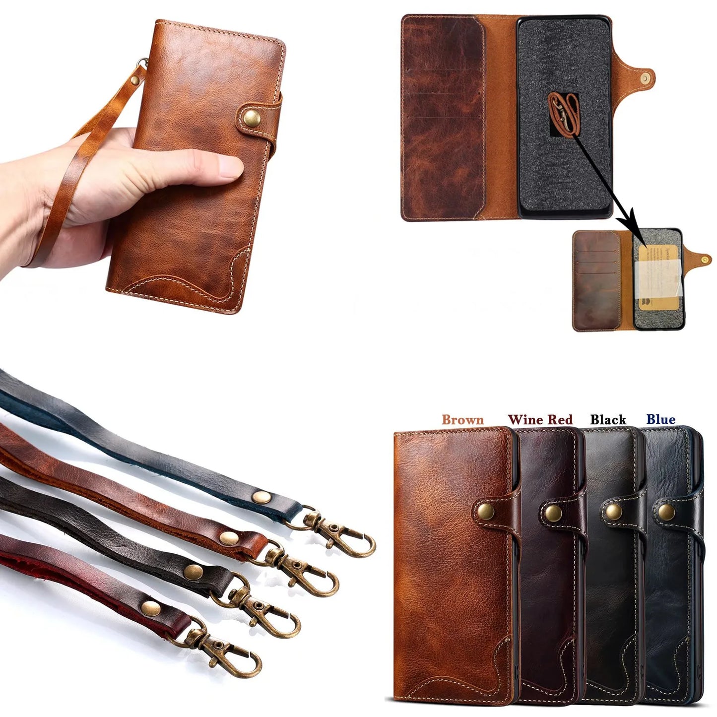 100% Real Cowhide Leather Case For Samsung Galaxy S25 Ultra S24 FE S23 S22 S21 Plus Note 9 10 20 Vintage Card Bag Wallet Cover