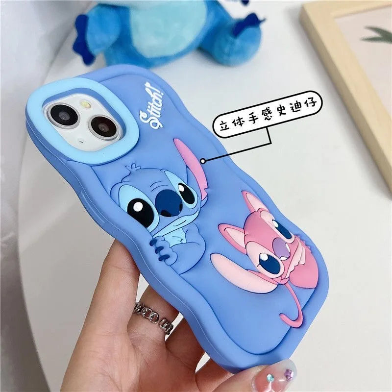 For Samsung Galaxy S24 Ultra S23 Plus S22 S21 S20 FE A53 A14 A54 A04E 3D Cartoon Silicon Wave Side Soft Phone Case