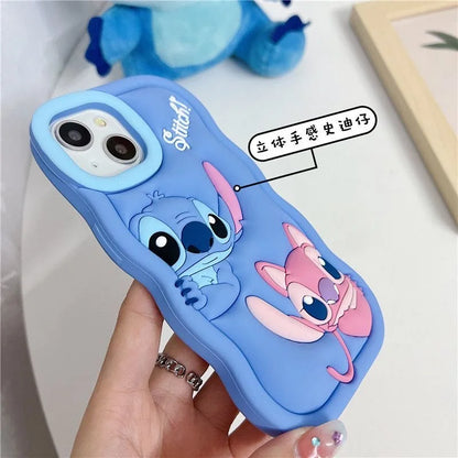 For Samsung Galaxy S24 Ultra S23 Plus S22 S21 S20 FE A53 A14 A54 A04E 3D Cartoon Silicon Wave Side Soft Phone Case