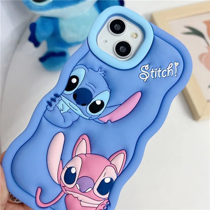 For Samsung Galaxy S24 Ultra S23 Plus S22 S21 S20 FE A53 A14 A54 A04E 3D Cartoon Silicon Wave Side Soft Phone Case