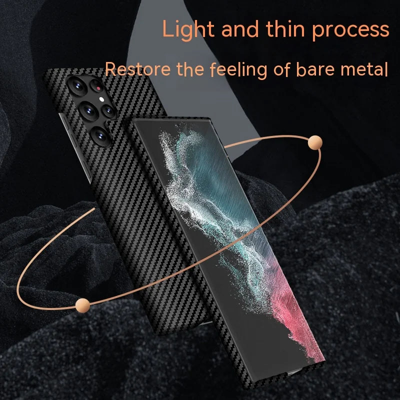 Carbon Fiber Textured Magnetic Phone Case Suitable For SamSung Galaxy S24 S23 S22 S21 Ultra Shock And Wear Protection Rear Cover