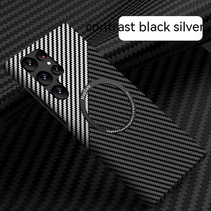 Carbon Fiber Textured Magnetic Phone Case Suitable For SamSung Galaxy S24 S23 S22 S21 Ultra Shock And Wear Protection Rear Cover