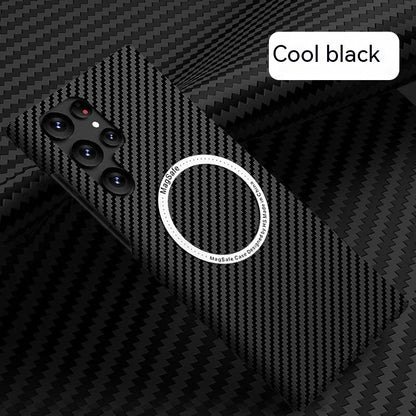 Carbon Fiber Textured Magnetic Phone Case Suitable For SamSung Galaxy S24 S23 S22 S21 Ultra Shock And Wear Protection Rear Cover