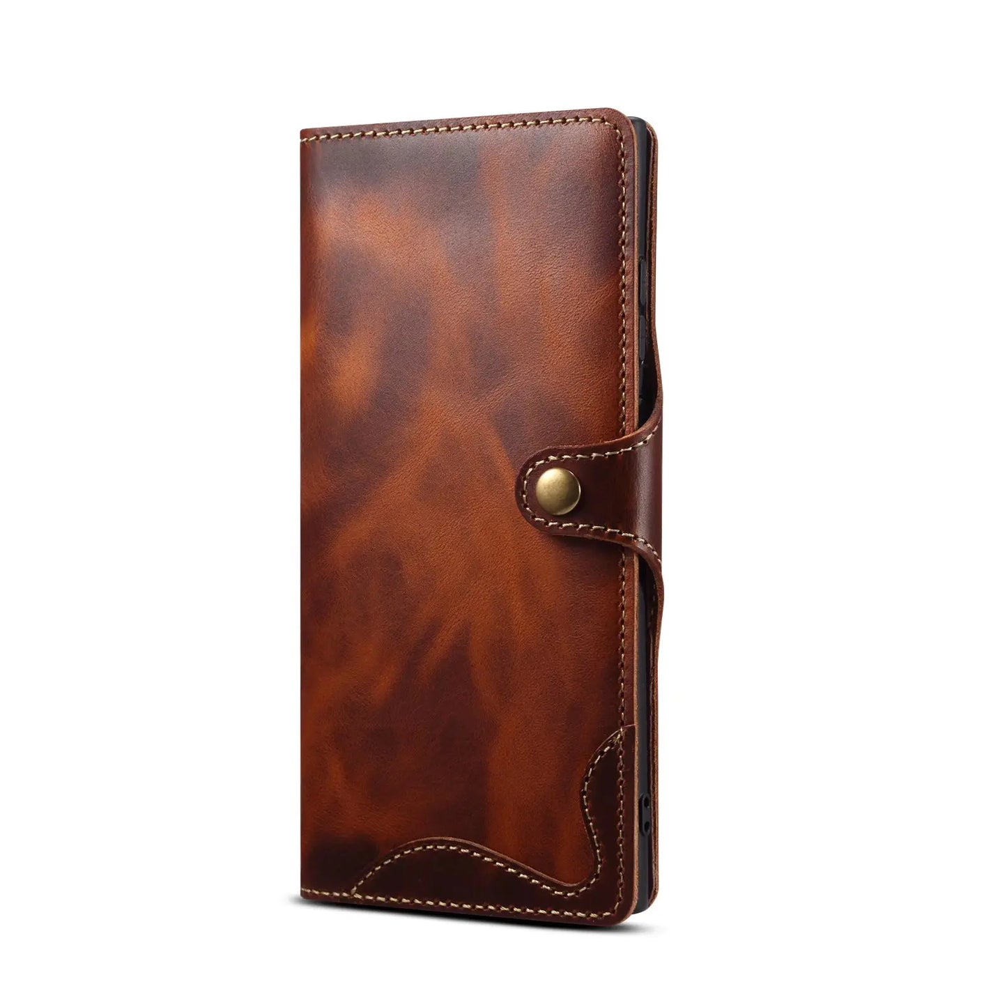100% Real Cowhide Leather Case For Samsung Galaxy S25 Ultra S24 FE S23 S22 S21 Plus Note 9 10 20 Vintage Card Bag Wallet Cover